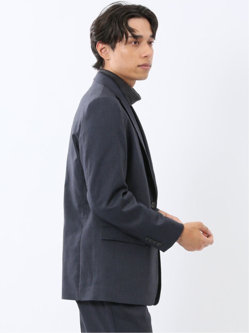 クロスストレッチ スリムフィット 2ボタンジャケット 紺(セットアップ可能)