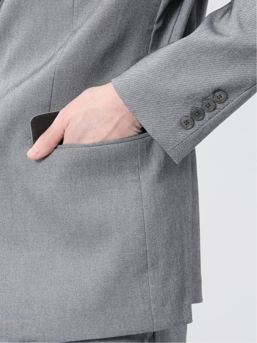 クロスストレッチ スリムフィット 2ボタンジャケット ライトグレー(セットアップ可能)