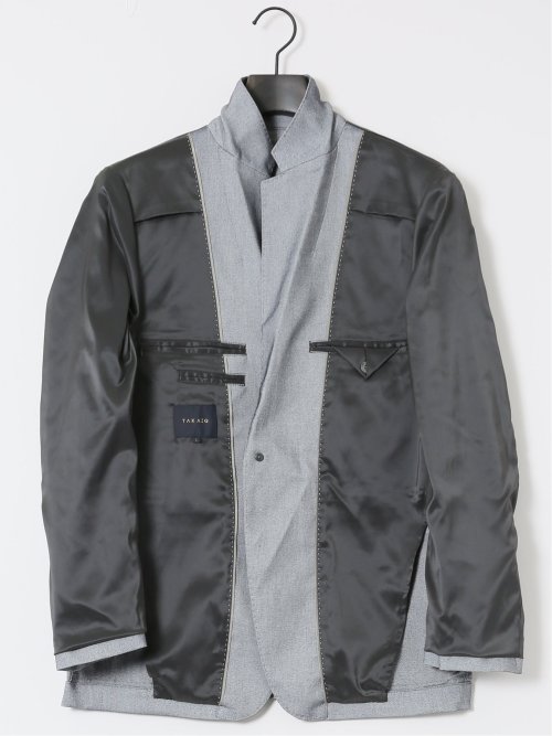 クロスストレッチ スリムフィット 2ボタンジャケット ライトグレー(セットアップ可能)
