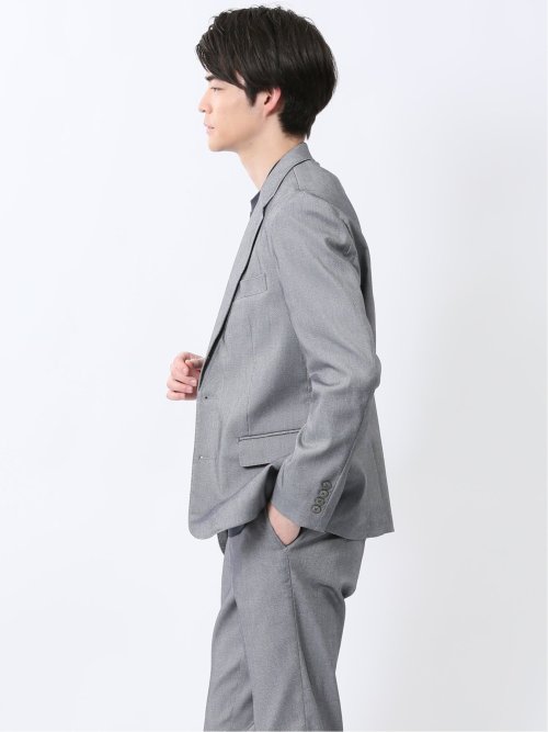 クロスストレッチ スリムフィット 2ボタンジャケット ライトグレー(セットアップ可能)
