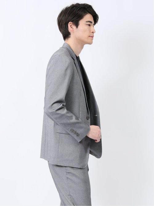 クロスストレッチ スリムフィット 2ボタンジャケット ライトグレー(セットアップ可能)