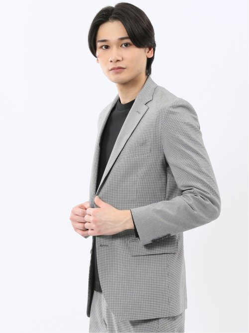 クロスストレッチ スリムフィット 2ボタンジャケット 千鳥(セットアップ可能)