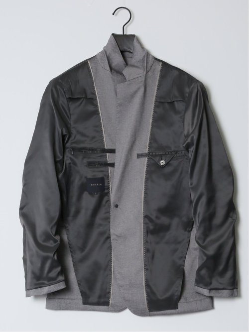 クロスストレッチ スリムフィット 2ボタンジャケット ライトグレー(セットアップ可能)