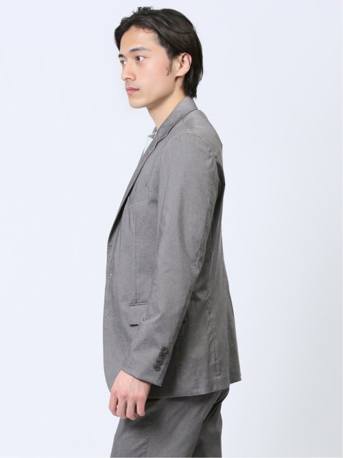 クロスストレッチ スリムフィット 2ボタンジャケット ライトグレー(セットアップ可能)