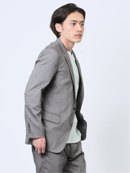 クロスストレッチ スリムフィット 2ボタンジャケット ライトグレー(セットアップ可能)
