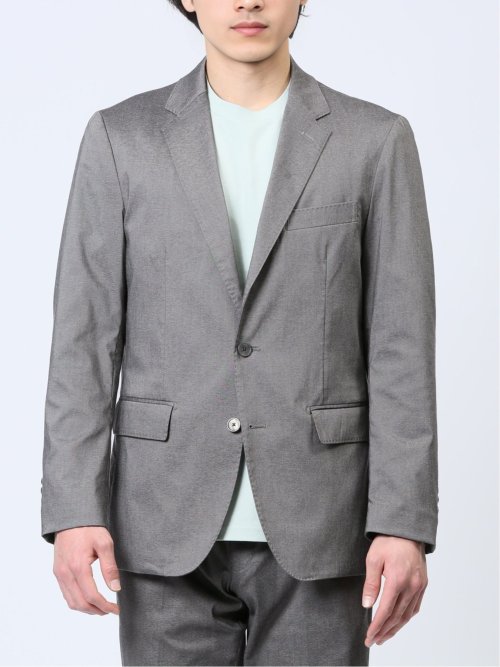 クロスストレッチ スリムフィット 2ボタンジャケット ライトグレー(セットアップ可能)