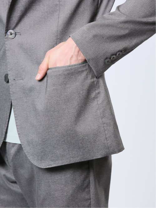 クロスストレッチ スリムフィット 2ボタンジャケット ライトグレー(セットアップ可能)