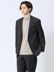 ジャケット メンズ ビジネス セットアップ可能 ストレッチ ウォッシャブル スリム 2ボタン テーラード デニム風黒
