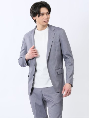 ストレッチ スリムフィット 2ボタンジャケット ライトデニム調(セットアップ可能)