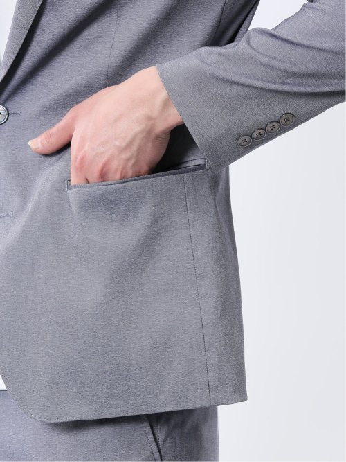 ストレッチ スリムフィット 2ボタンジャケット ライトデニム調(セットアップ可能)