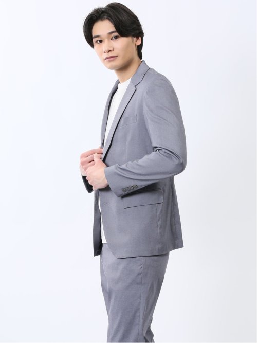 ストレッチ スリムフィット 2ボタンジャケット ライトデニム調(セットアップ可能)