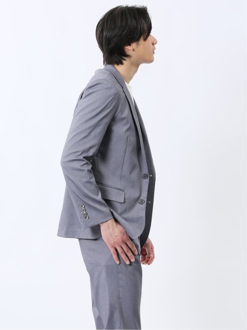 ストレッチ スリムフィット 2ボタンジャケット ライトデニム調(セットアップ可能)