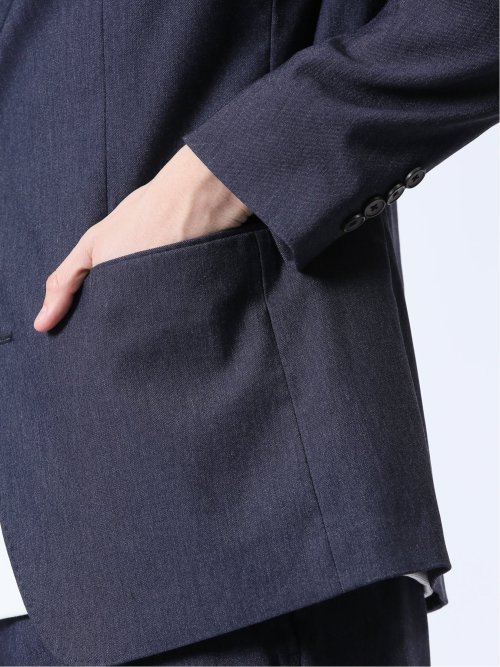 ストレッチ スリムフィット 2ボタンジャケット デニム風紺(セットアップ可能)