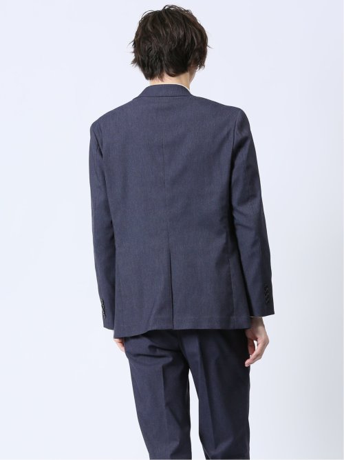 ストレッチ スリムフィット 2ボタンジャケット デニム風紺(セットアップ可能)