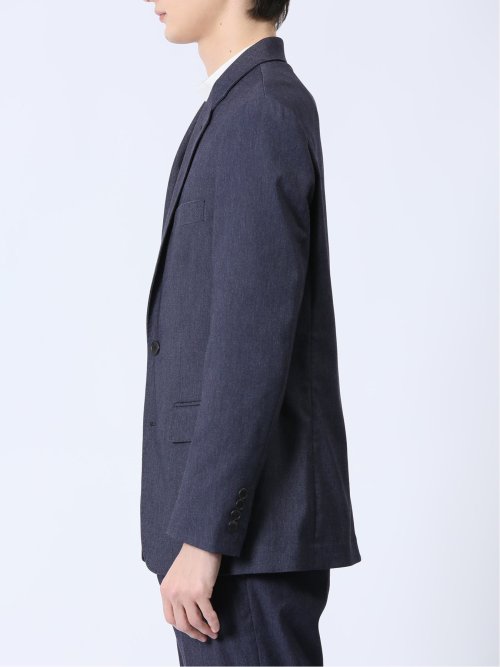 ストレッチ スリムフィット 2ボタンジャケット デニム風紺(セットアップ可能)