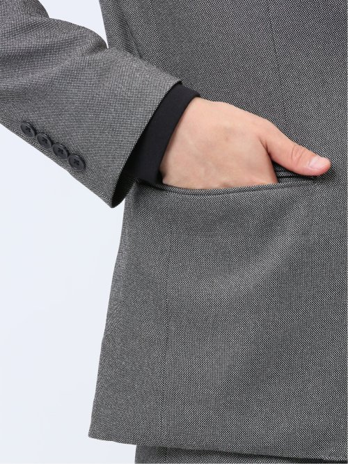 スーパーストレッチ スリムフィット 2ボタンジャケット バーズアイグレー(セットアップ可能)