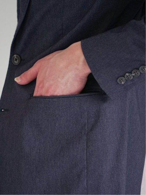 デニム調ジャージ スリムフィット 2ボタンジャケット(セットアップ可能)