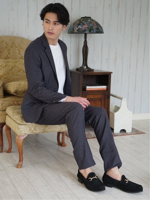 デニム調ジャージ スリムフィット 2ボタンジャケット(セットアップ可能)