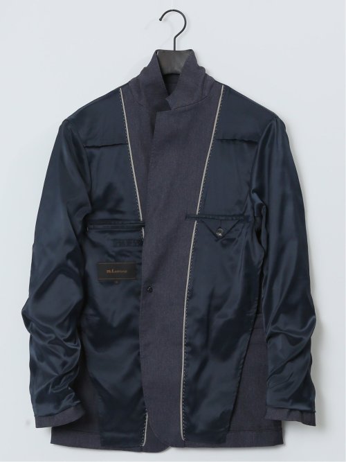 デニム調ジャージ スリムフィット 2ボタンジャケット(セットアップ可能)