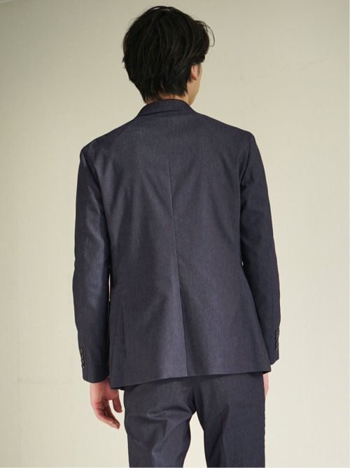 デニム調ジャージ スリムフィット 2ボタンジャケット(セットアップ可能)