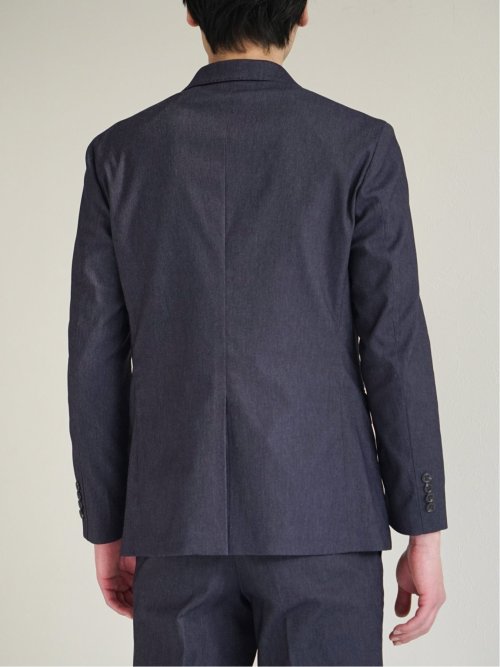 デニム調ジャージ スリムフィット 2ボタンジャケット(セットアップ可能)