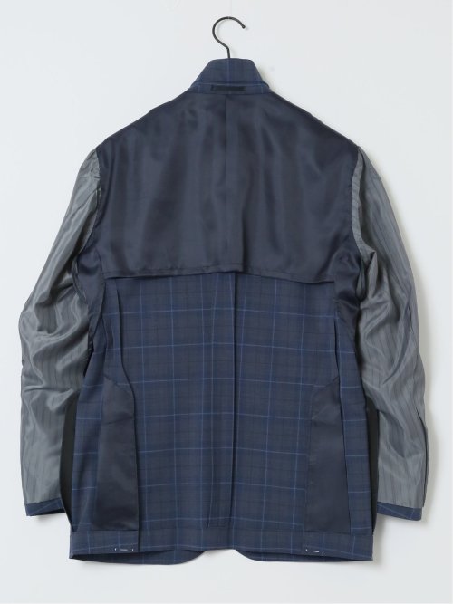 マルゾット/Marzotto ウール混 レギュラーフィット 2ボタンジャケット チェック紺