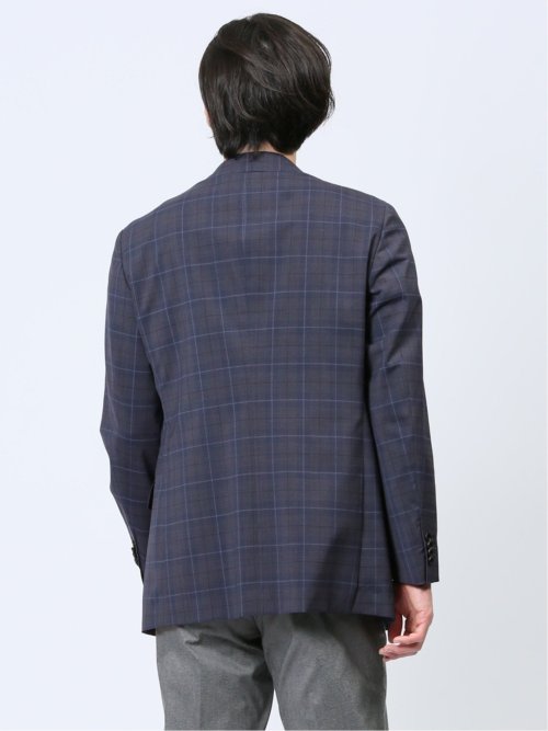 マルゾット/Marzotto ウール混 レギュラーフィット 2ボタンジャケット チェック紺
