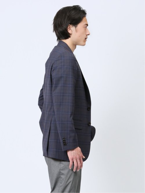 マルゾット/Marzotto ウール混 レギュラーフィット 2ボタンジャケット チェック紺