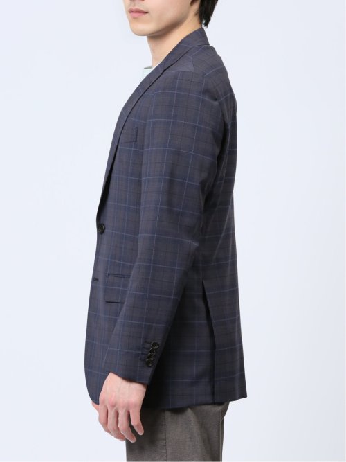 マルゾット/Marzotto ウール混 レギュラーフィット 2ボタンジャケット チェック紺
