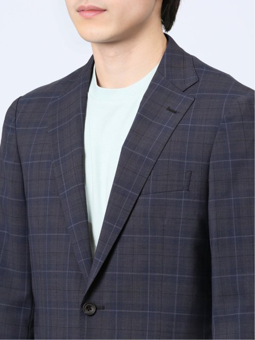 マルゾット/Marzotto ウール混 レギュラーフィット 2ボタンジャケット チェック紺