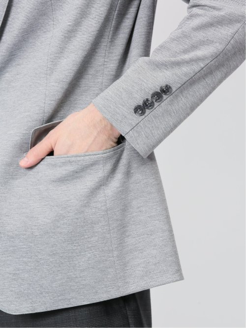 ストレッチポンチ スリムフィット 2ボタンジャケット メランジ ライトグレー