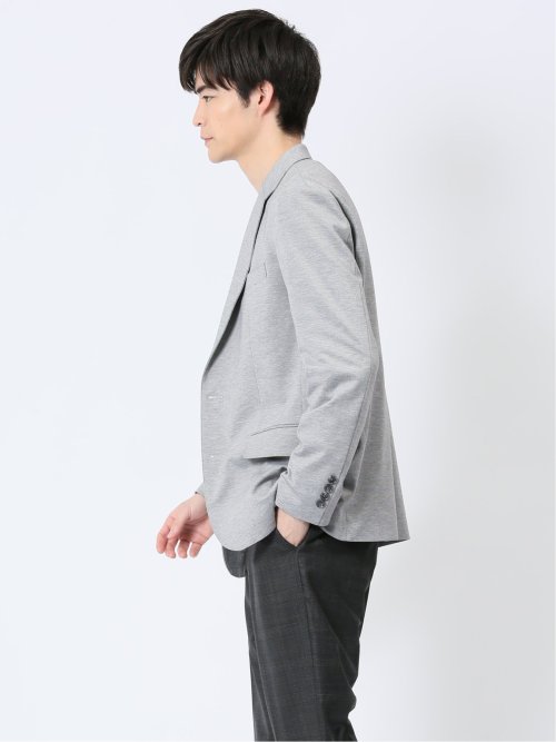 ストレッチポンチ スリムフィット 2ボタンジャケット メランジ ライトグレー