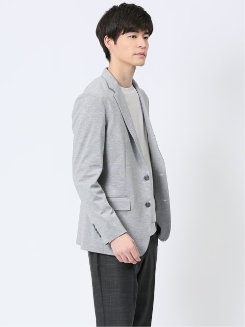 ストレッチポンチ スリムフィット 2ボタンジャケット メランジ ライトグレー