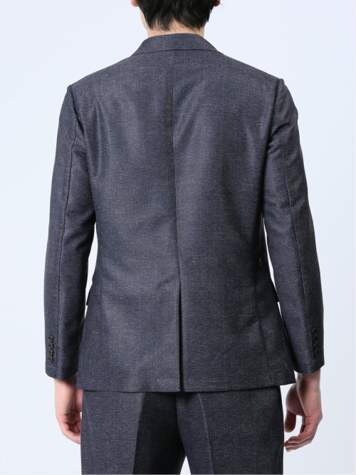 TechLinen スリムフィット 2ボタンジャケット チェック紺(セットアップ可能)