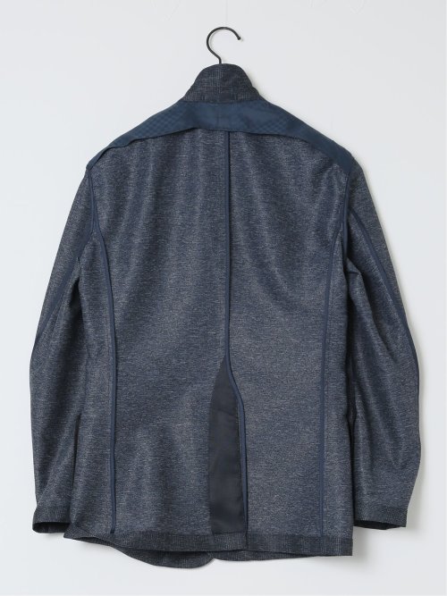 TechLinen スリムフィット 2ボタンジャケット チェック紺(セットアップ可能)