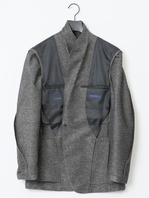 TechLinen スリムフィット 2ボタンジャケット 茶(セットアップ可能)