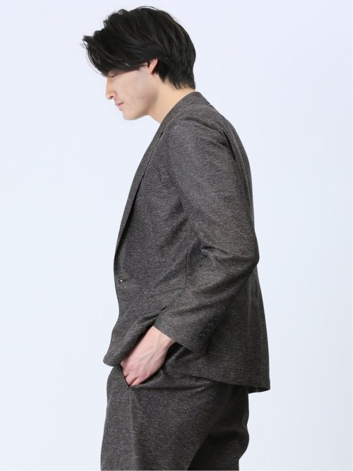 TechLinen スリムフィット 2ボタンジャケット 茶(セットアップ可能)