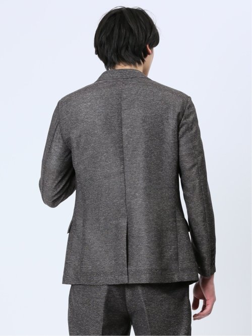 TechLinen スリムフィット 2ボタンジャケット 茶(セットアップ可能)