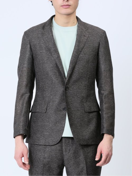 TechLinen スリムフィット 2ボタンジャケット 茶(セットアップ可能)