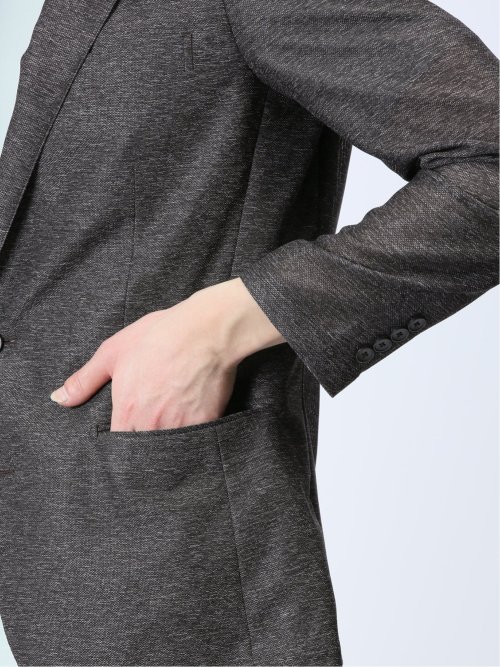 TechLinen スリムフィット 2ボタンジャケット 茶(セットアップ可能)