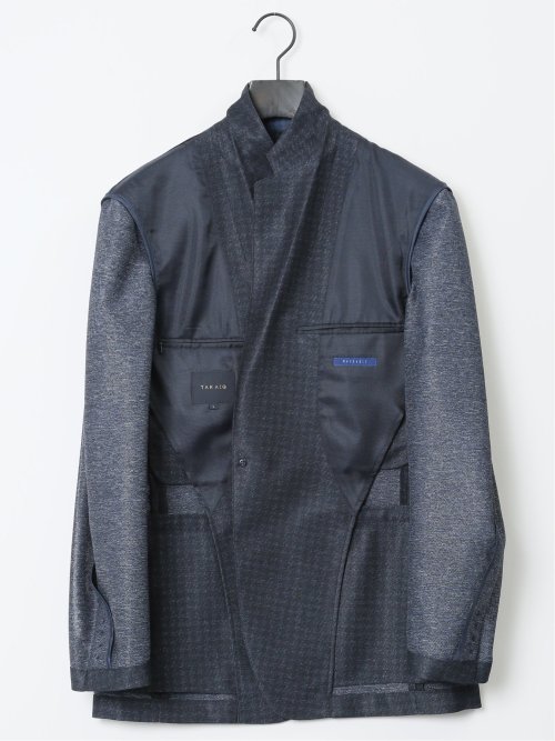 TechLinen スリムフィット 2ボタンジャケット 千鳥紺(セットアップ可能)