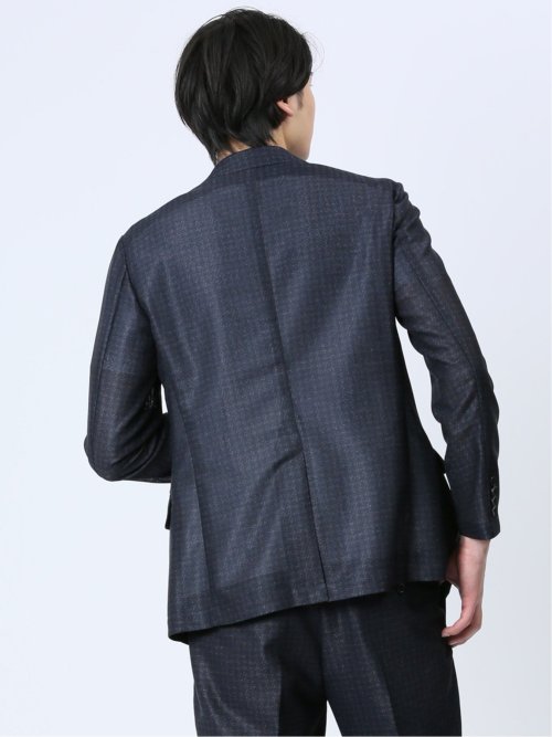 TechLinen スリムフィット 2ボタンジャケット 千鳥紺(セットアップ可能)