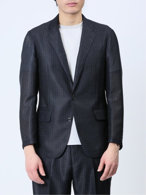 TechLinen スリムフィット 2ボタンジャケット 千鳥紺(セットアップ可能)