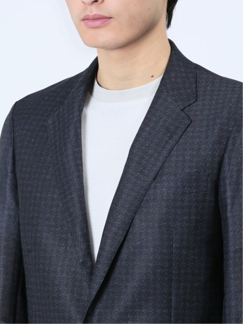 TechLinen スリムフィット 2ボタンジャケット 千鳥紺(セットアップ可能)