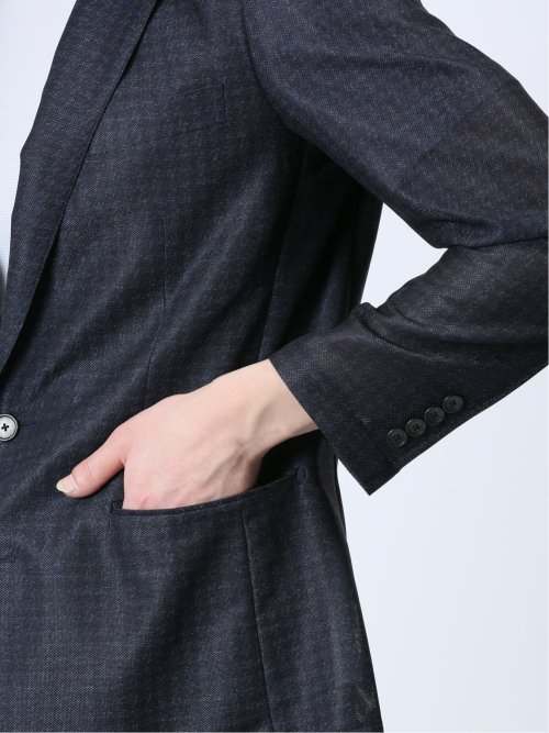 TechLinen スリムフィット 2ボタンジャケット 千鳥紺(セットアップ可能)