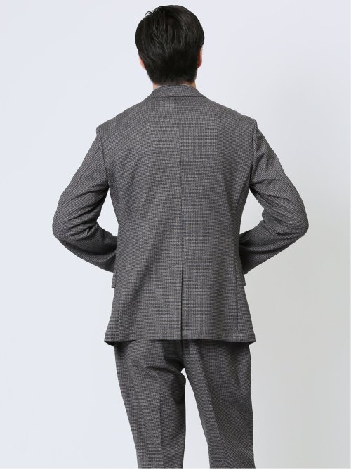 TechMove スリムフィット 2ボタンジャケット 千鳥ライトグレー(セットアップ可能)