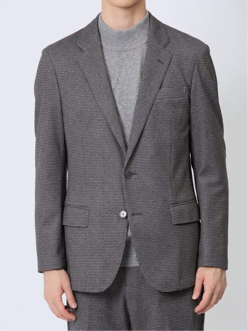 TechMove スリムフィット 2ボタンジャケット 千鳥ライトグレー(セットアップ可能)