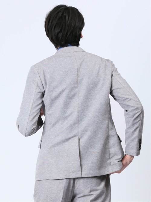 TechLinen スリムフィット 2ボタンジャケット ライトグレー(セットアップ可能)