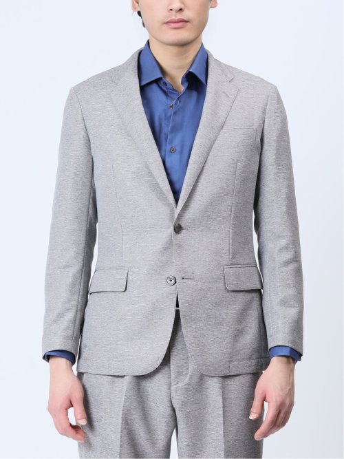 TechLinen スリムフィット 2ボタンジャケット ライトグレー(セットアップ可能)