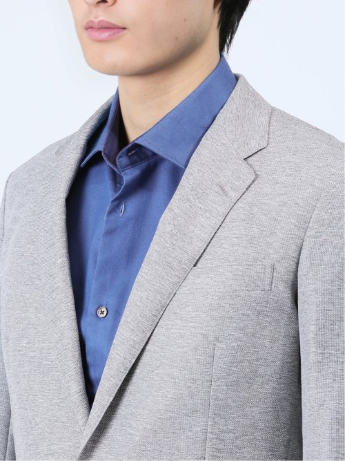 TechLinen スリムフィット 2ボタンジャケット ライトグレー(セットアップ可能)